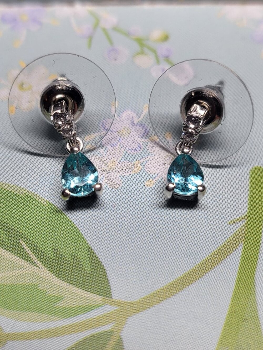 Mint Apatite & White Zircon Dangling Sterling Silver Earrings